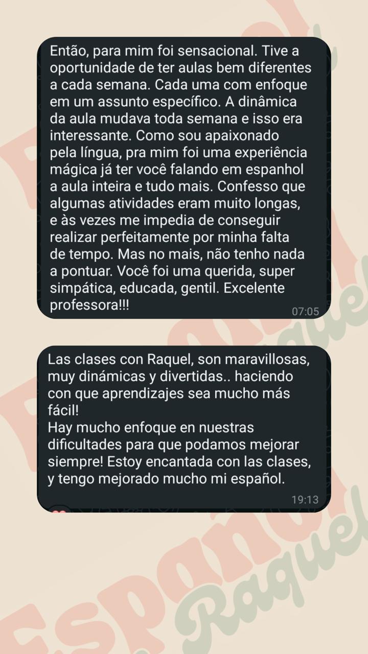 Aluno agradecendo pela confiança conquistada no espanhol